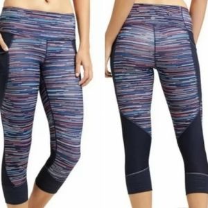 Athleta Shimmer Stripe Relay Capri Leggings